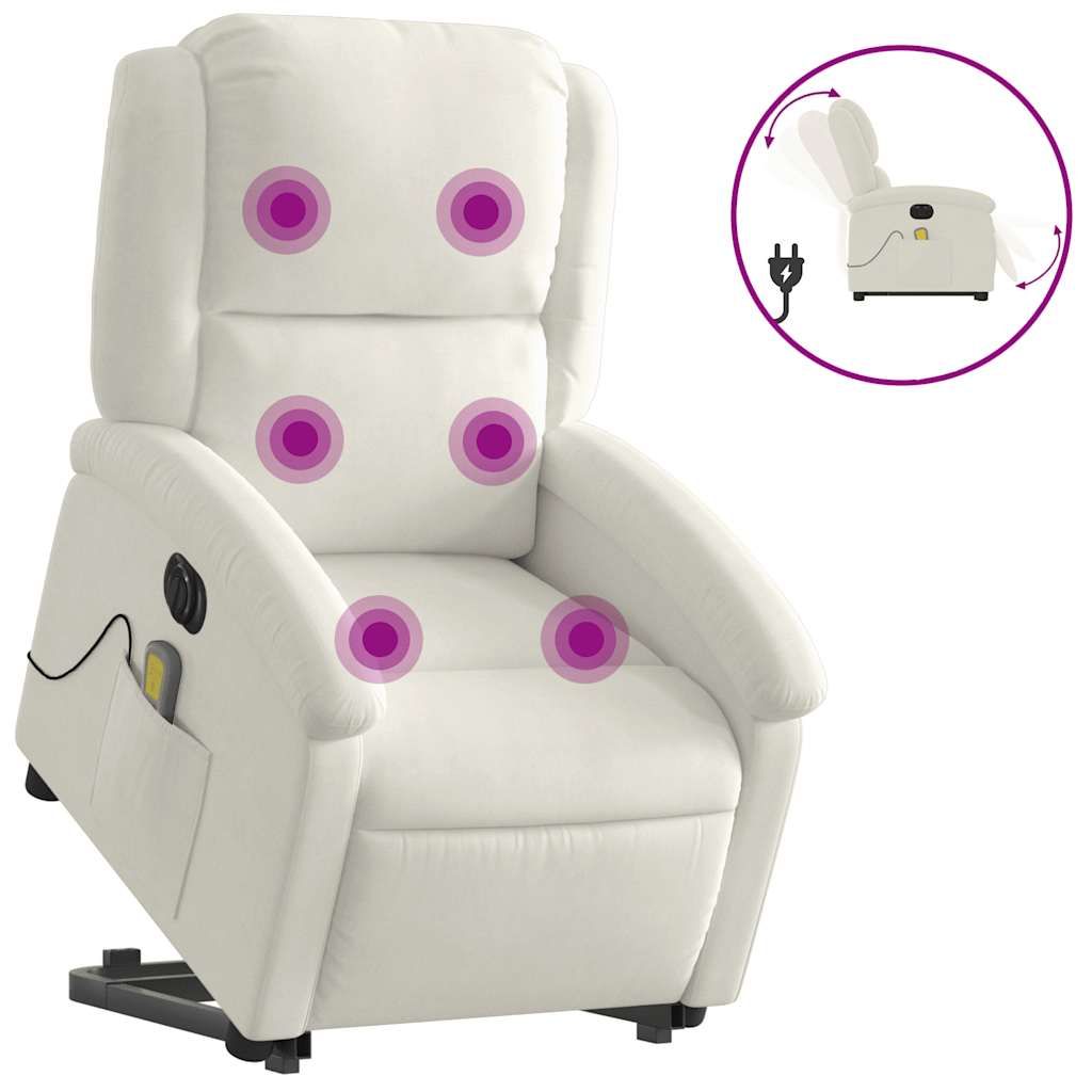 vidaXL Massagesessel mit Aufstehhilfe Elektrisch Creme Samt