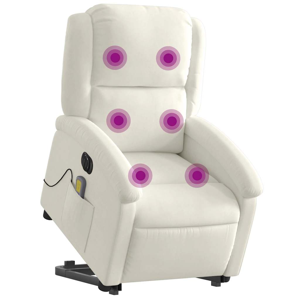 vidaXL Massagesessel mit Aufstehhilfe Elektrisch Creme Samt