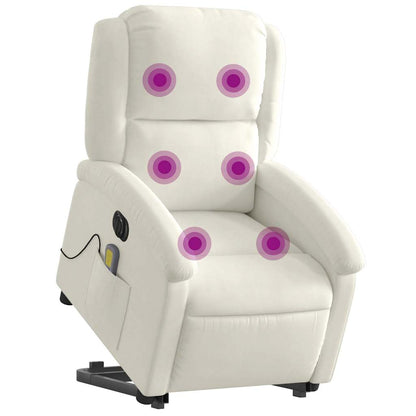 vidaXL Massagesessel mit Aufstehhilfe Elektrisch Creme Samt