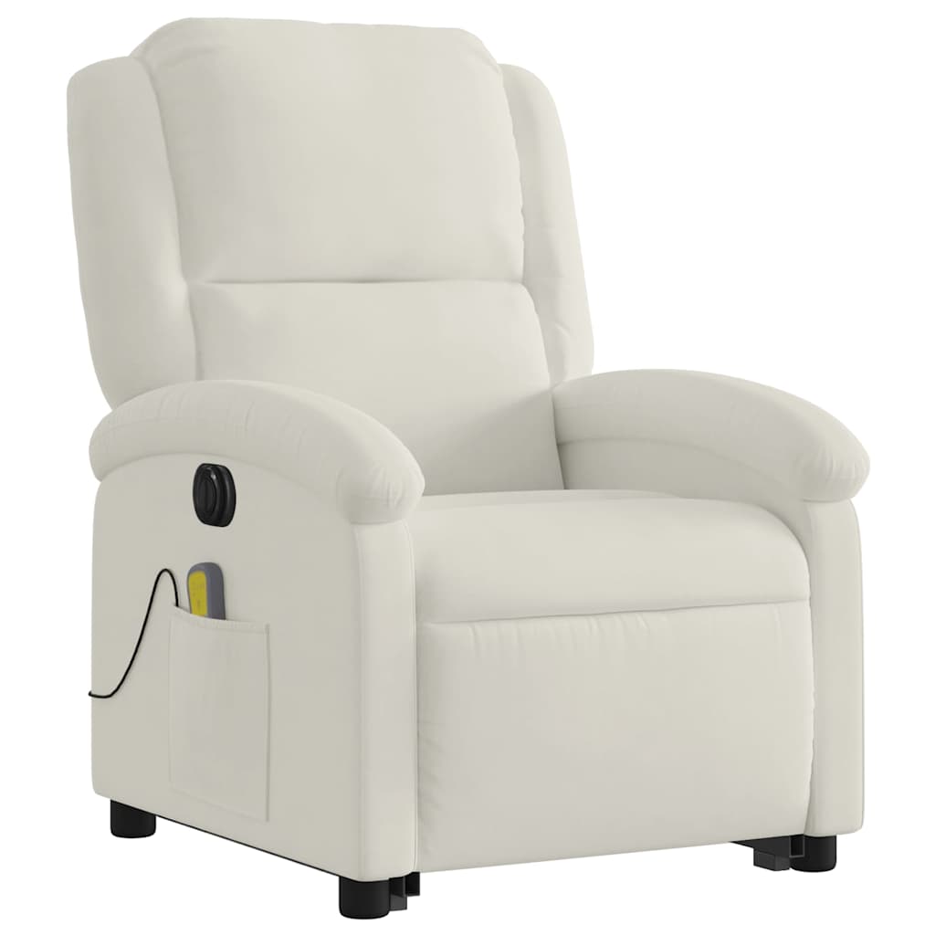 vidaXL Massagesessel mit Aufstehhilfe Elektrisch Creme Samt