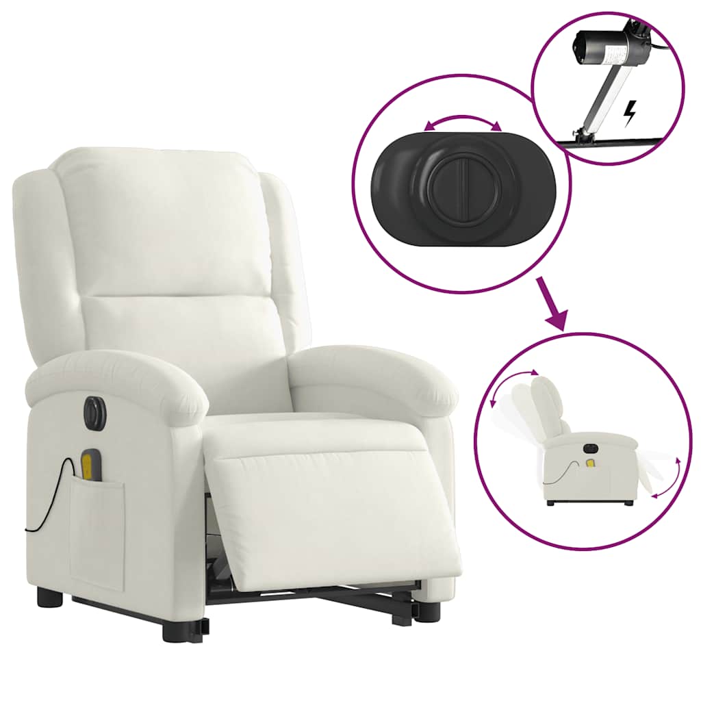 vidaXL Massagesessel mit Aufstehhilfe Elektrisch Creme Samt