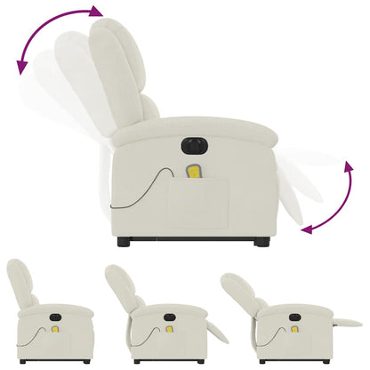 vidaXL Massagesessel mit Aufstehhilfe Elektrisch Creme Samt