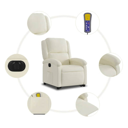 vidaXL Massagesessel mit Aufstehhilfe Elektrisch Creme Samt