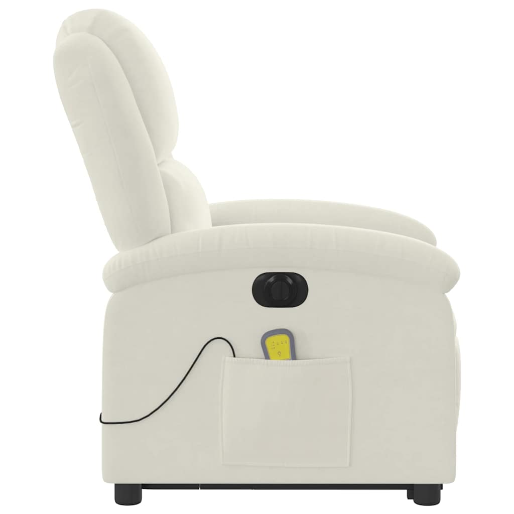 vidaXL Massagesessel mit Aufstehhilfe Elektrisch Creme Samt
