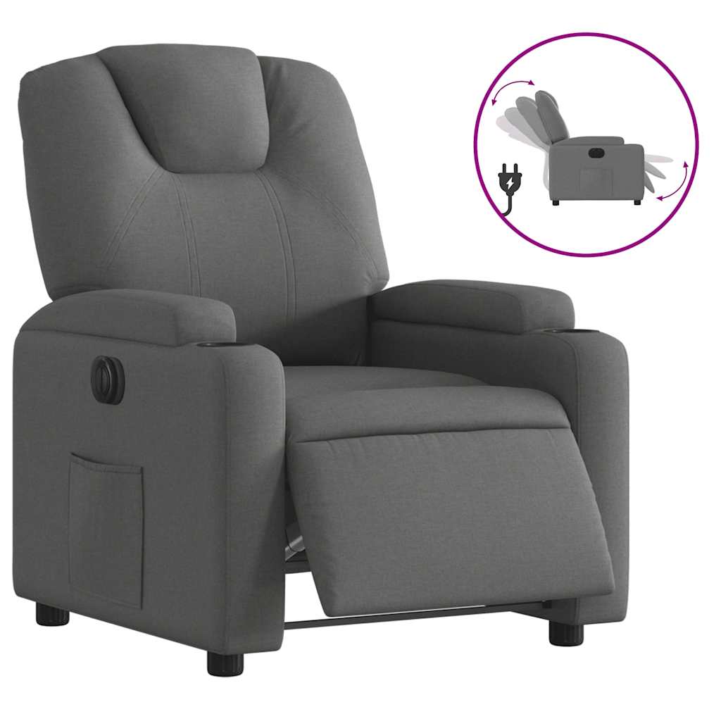 vidaXL Fauteuil relax électrique en tissu gris foncé