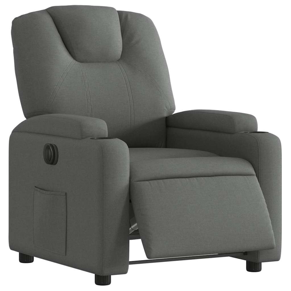 vidaXL Fauteuil relax électrique en tissu gris foncé