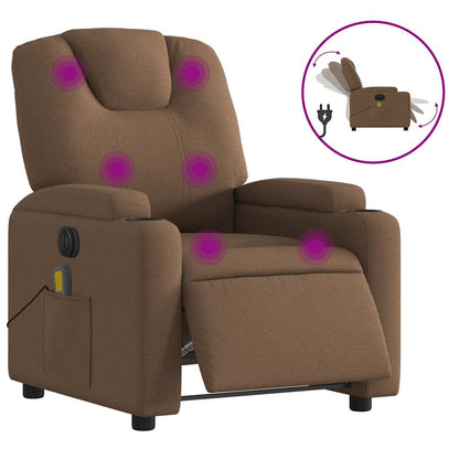 vidaXL Fauteuil de massage électrique marron en tissu