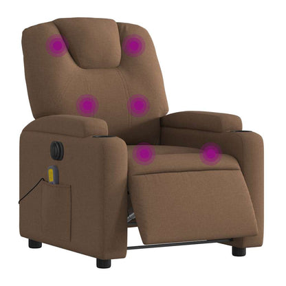 vidaXL Fauteuil de massage électrique marron en tissu