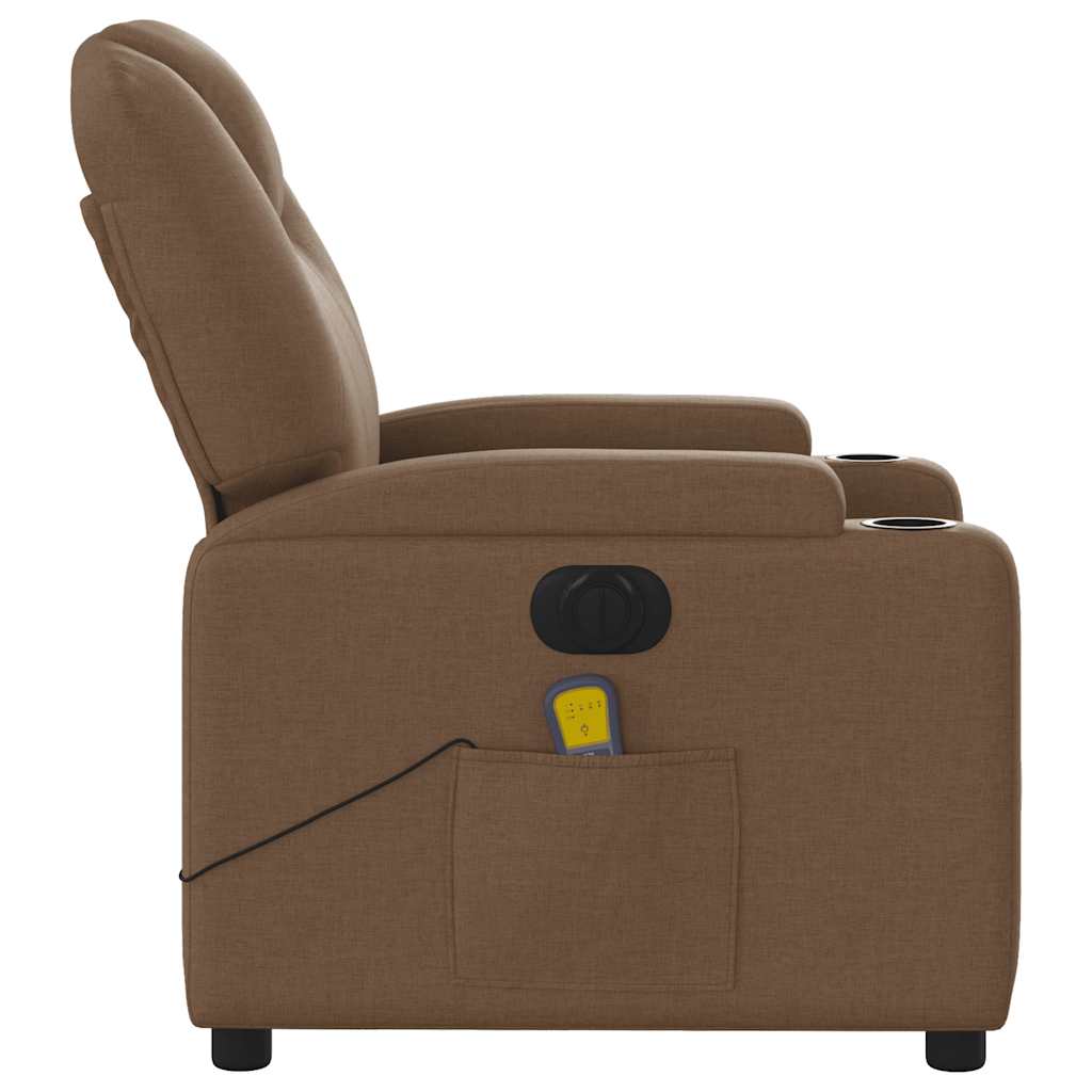 vidaXL Fauteuil de massage électrique marron en tissu