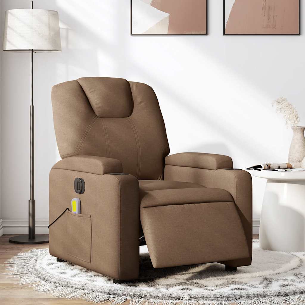 vidaXL Fauteuil de massage électrique marron en tissu