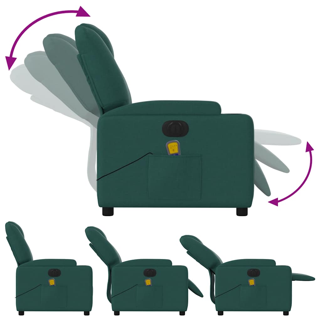 vidaXL Massagesessel Elektrisch Dunkelgrün Stoff