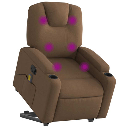 vidaXL Massagesessel mit Aufstehhilfe Braun Stoff
