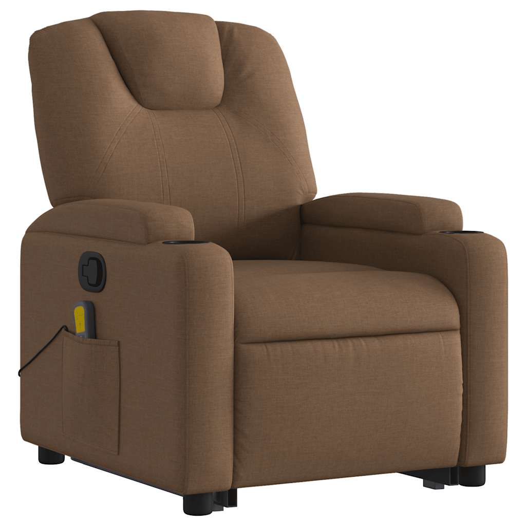 vidaXL Massagesessel mit Aufstehhilfe Braun Stoff