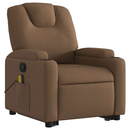 vidaXL Massagesessel mit Aufstehhilfe Braun Stoff