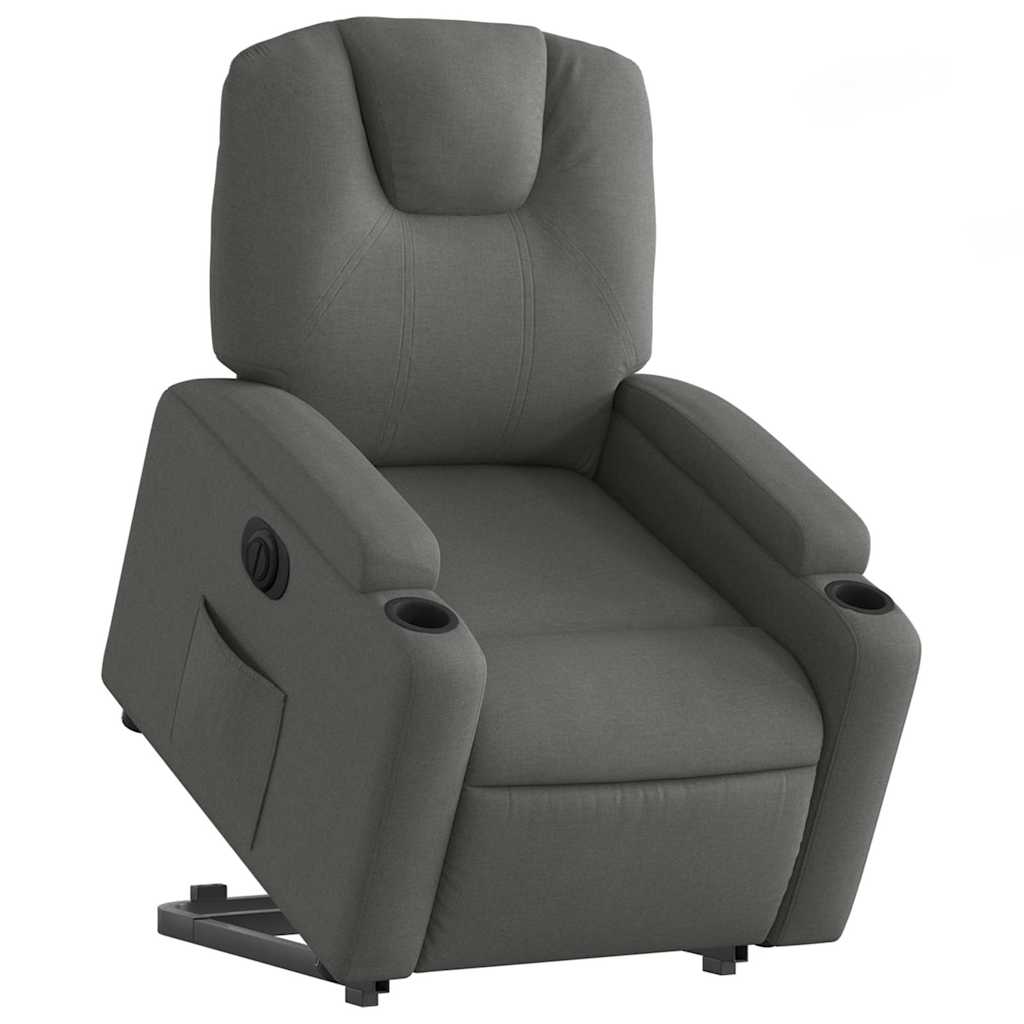 vidaXL Relaxsessel mit Aufstehhilfe Elektrisch Dunkelgrau Stoff