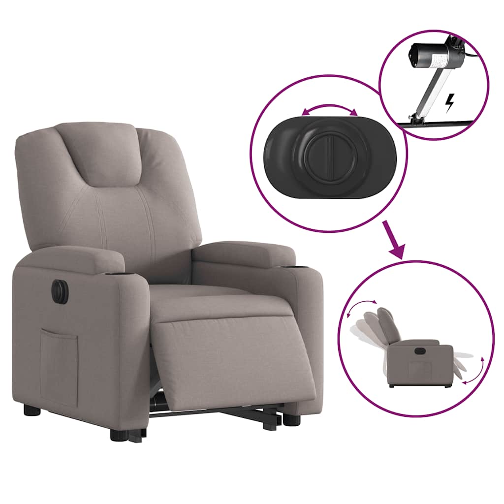 vidaXL Fauteuil releveur électrique taupe en tissu