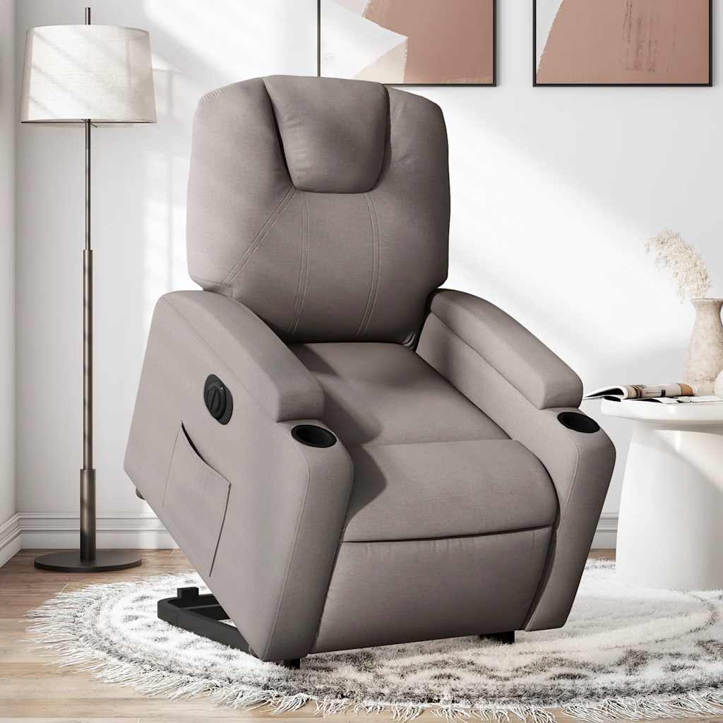 vidaXL Fauteuil releveur électrique taupe en tissu