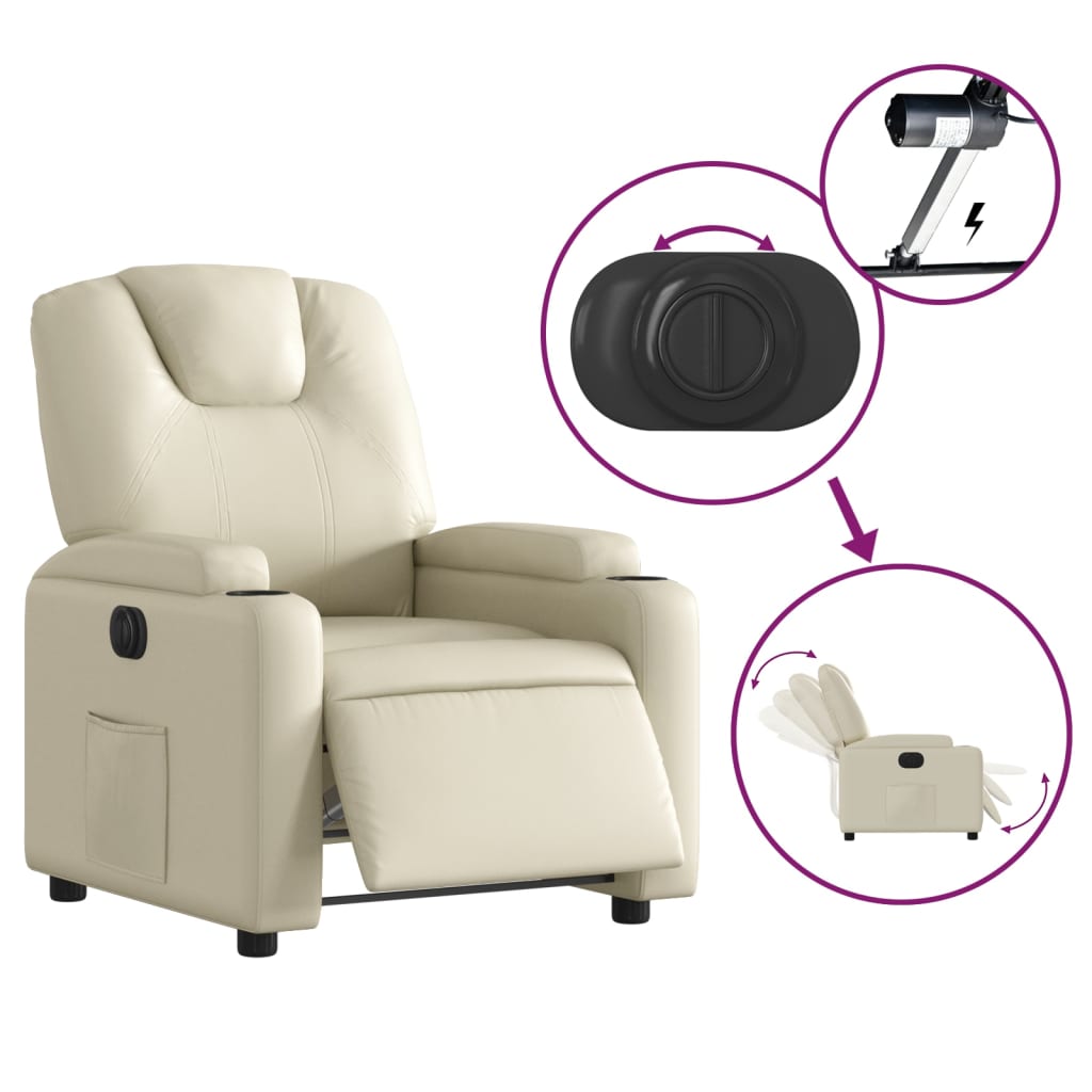 vidaXL Relaxsessel Elektrisch Creme Kunstleder