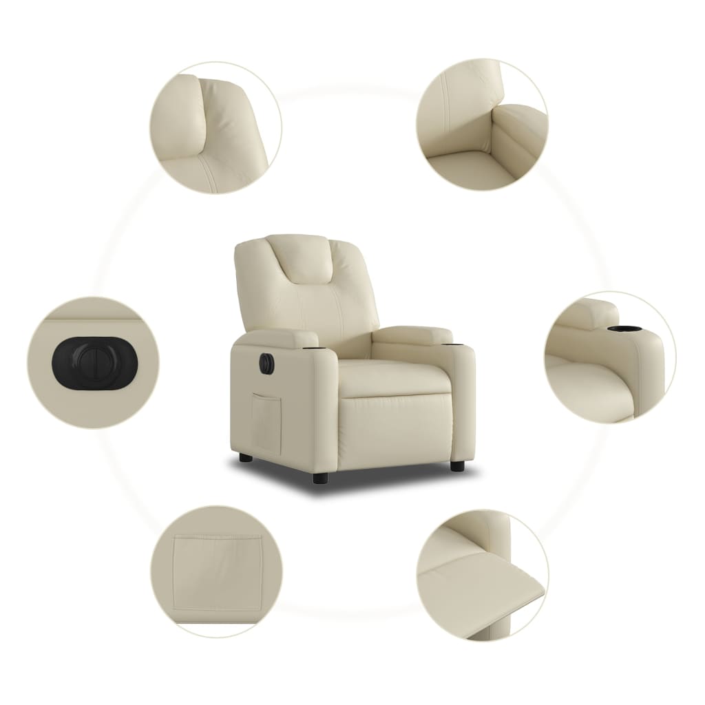 vidaXL Relaxsessel Elektrisch Creme Kunstleder