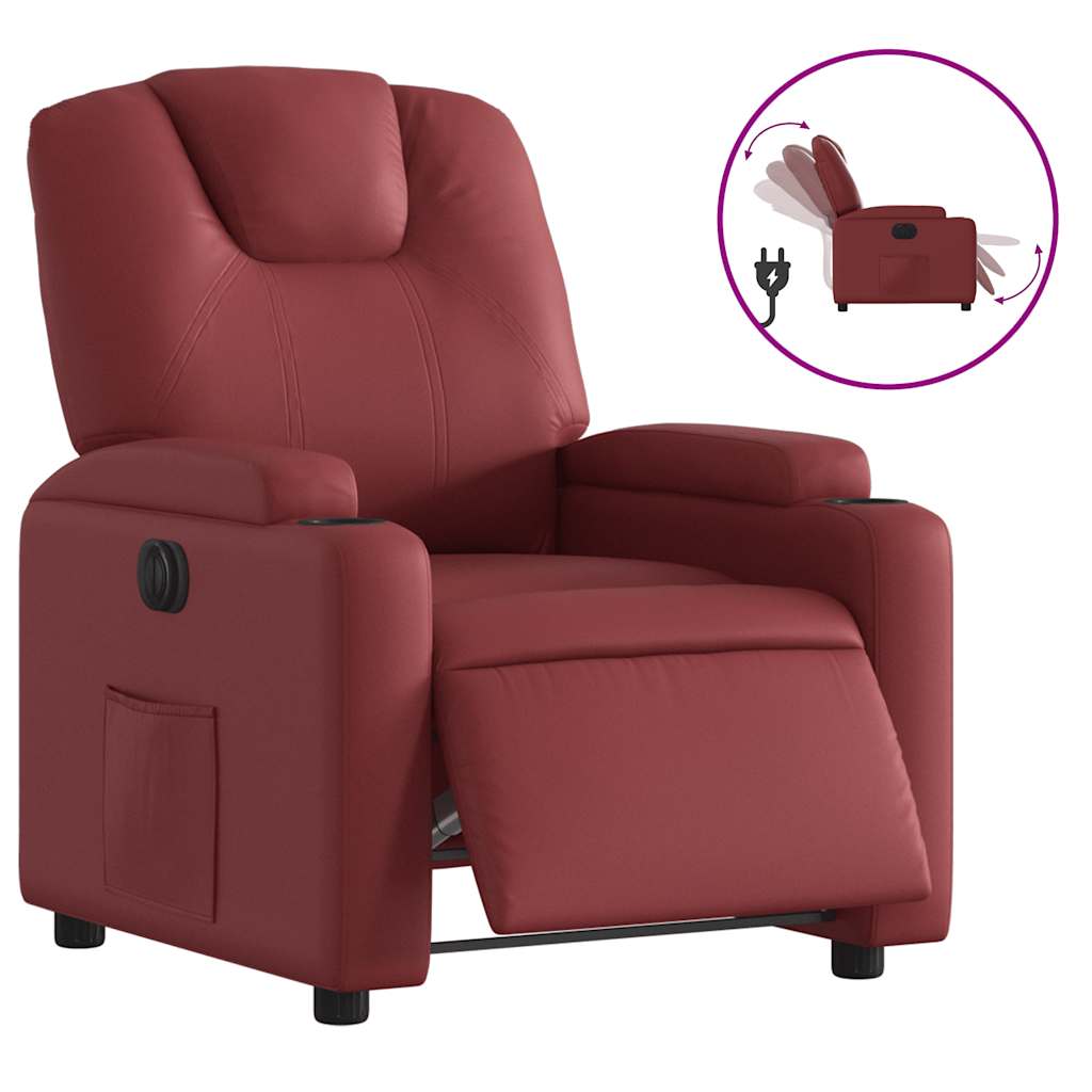 vidaXL Relaxsessel Elektrisch Weinrot Kunstleder