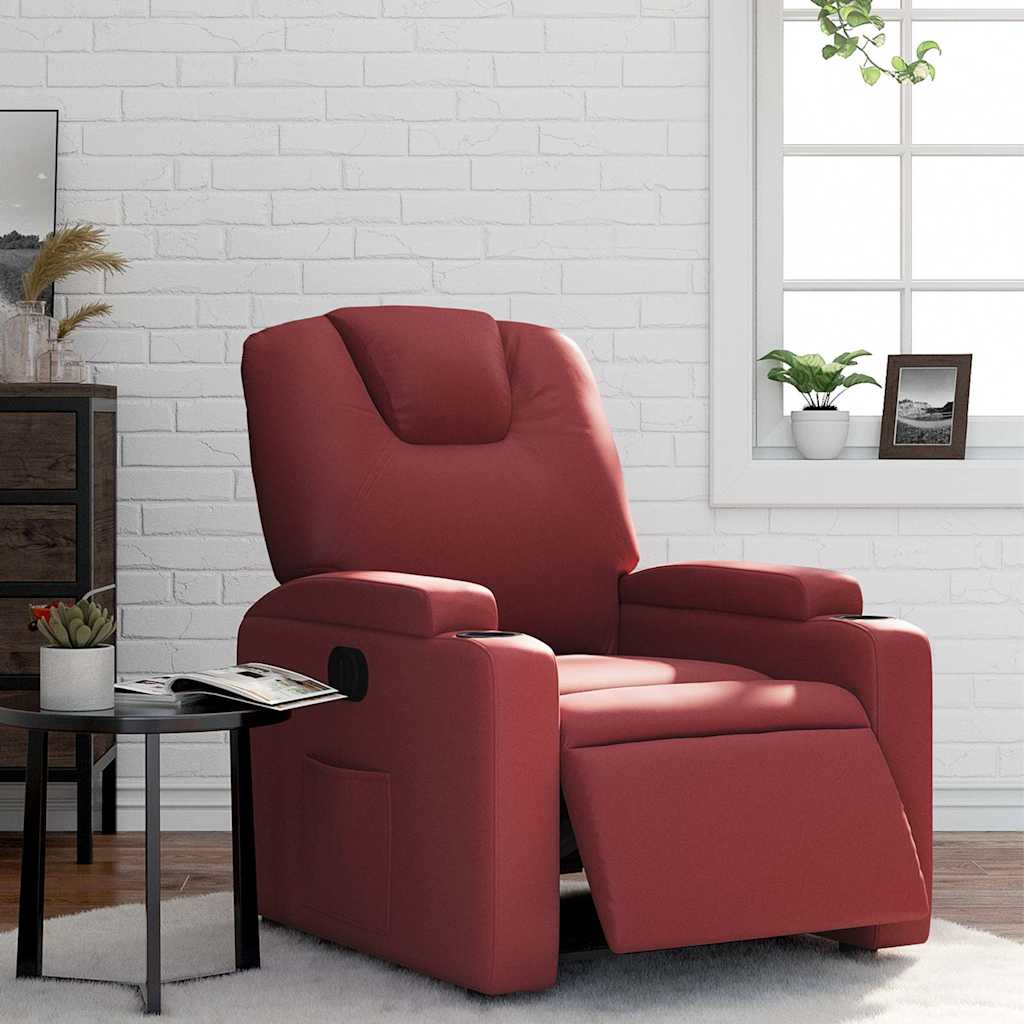 vidaXL Relaxsessel Elektrisch Weinrot Kunstleder