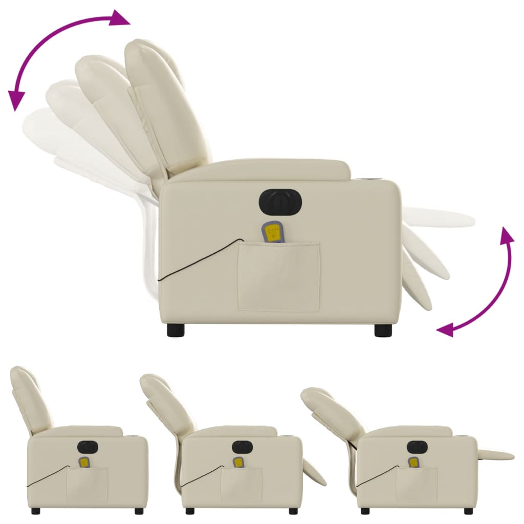 vidaXL Massagesessel Elektrisch Creme Kunstleder