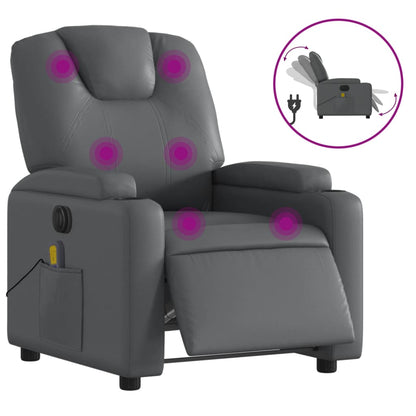 vidaXL Fauteuil de massage électrique Gris Similicuir