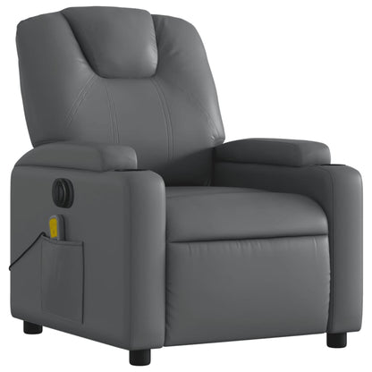 vidaXL Fauteuil de massage électrique Gris Similicuir