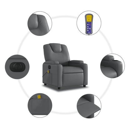vidaXL Fauteuil de massage électrique Gris Similicuir