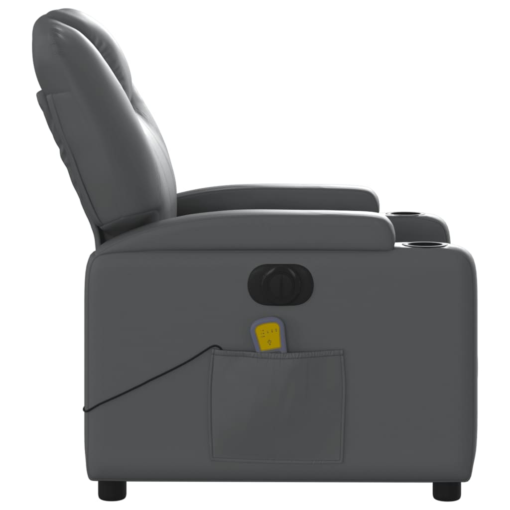 vidaXL Fauteuil de massage électrique Gris Similicuir