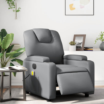 vidaXL Fauteuil de massage électrique Gris Similicuir