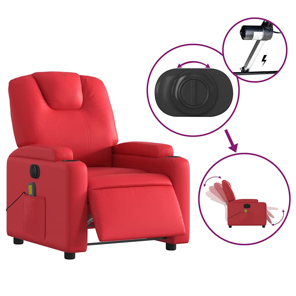 vidaXL Massagesessel Elektrisch Rot Kunstleder