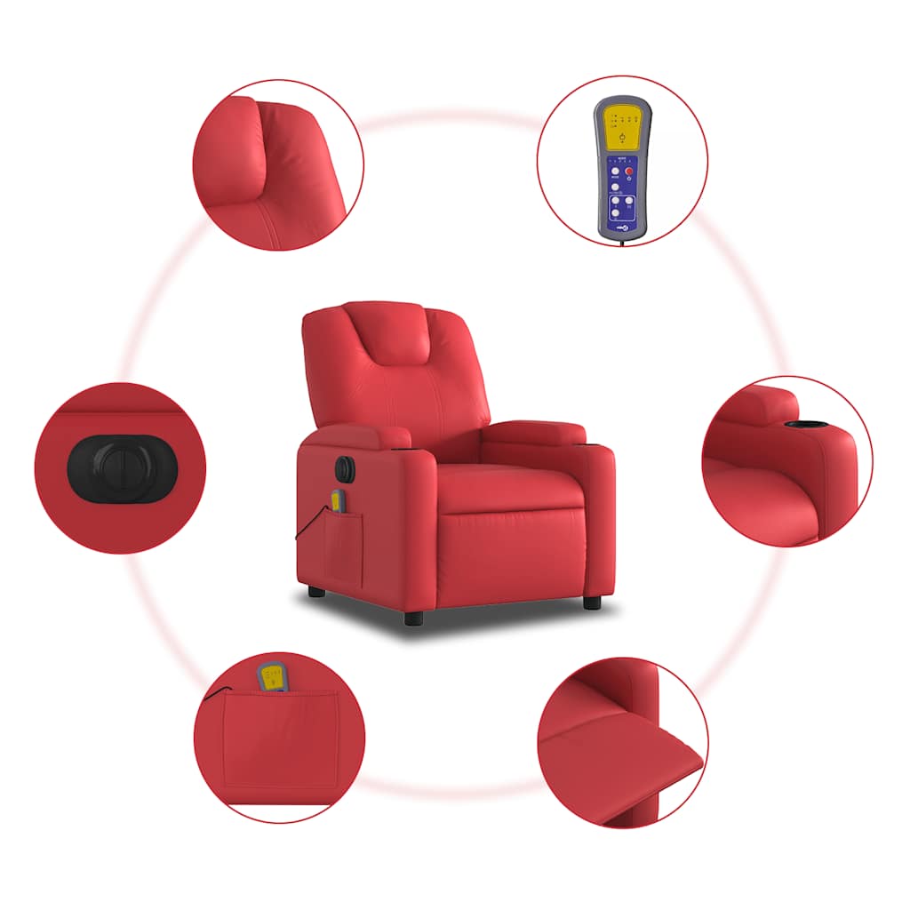 vidaXL Massagesessel Elektrisch Rot Kunstleder