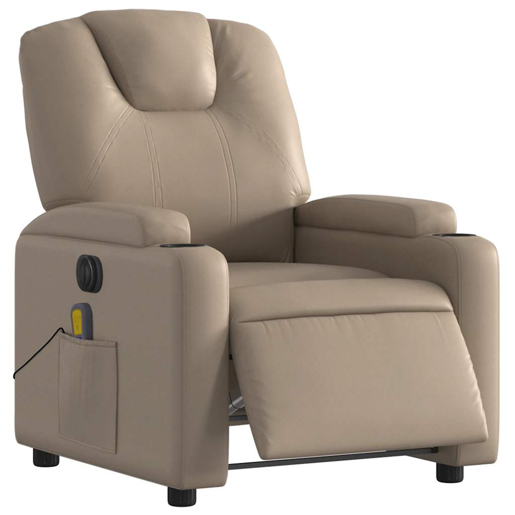 vidaXL Massagesessel Elektrisch Cappuccino-Braun Kunstleder