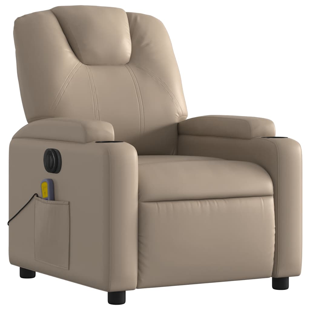 vidaXL Massagesessel Elektrisch Cappuccino-Braun Kunstleder