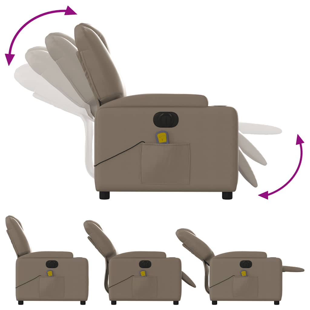 vidaXL Massagesessel Elektrisch Cappuccino-Braun Kunstleder