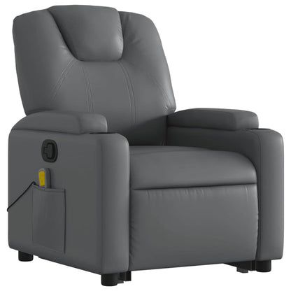 vidaXL Massagesessel mit Aufstehhilfe Grau Kunstleder