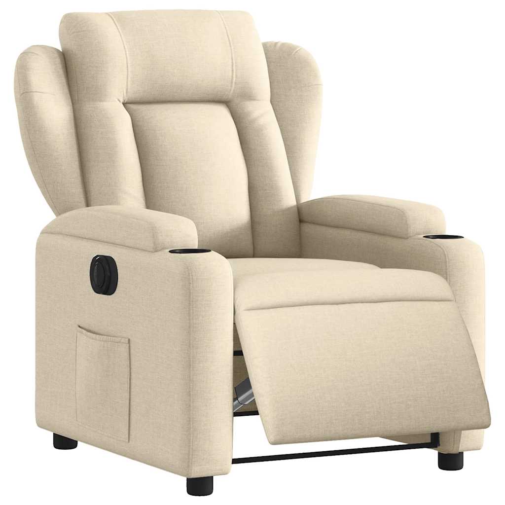vidaXL Relaxsessel Elektrisch Creme Stoff