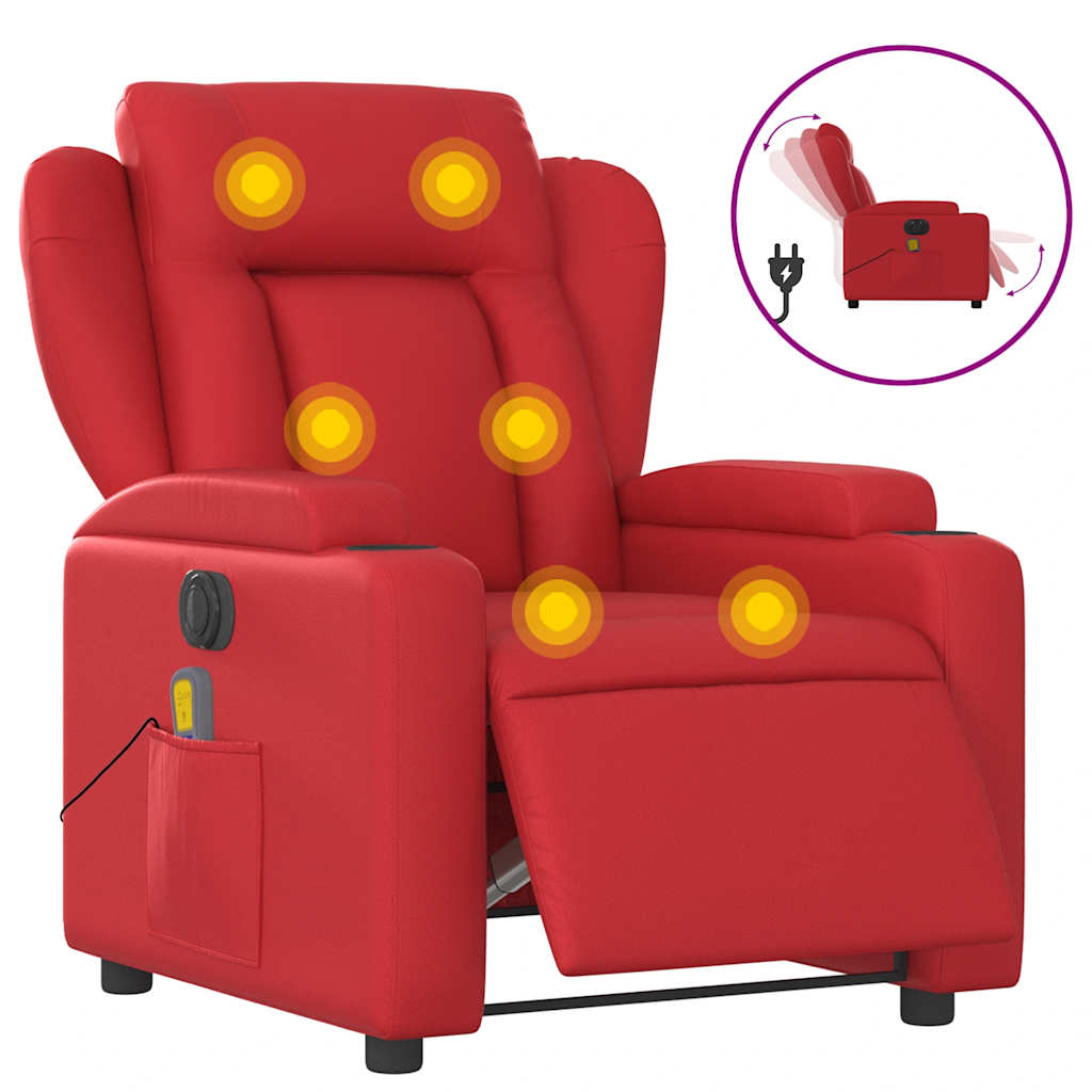 vidaXL Massagesessel Elektrisch Rot Kunstleder