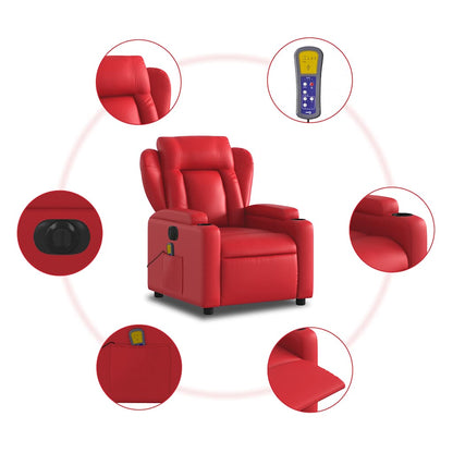 vidaXL Massagesessel Elektrisch Rot Kunstleder