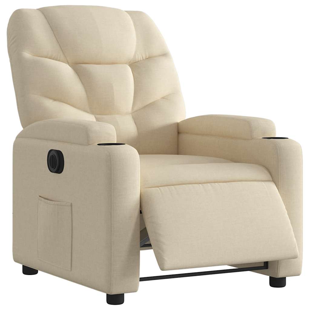 vidaXL Relaxsessel Elektrisch Creme Stoff