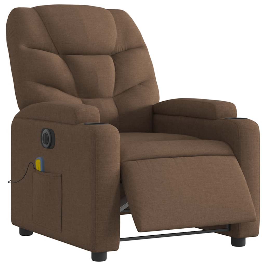 vidaXL Massagesessel Elektrisch Braun Stoff