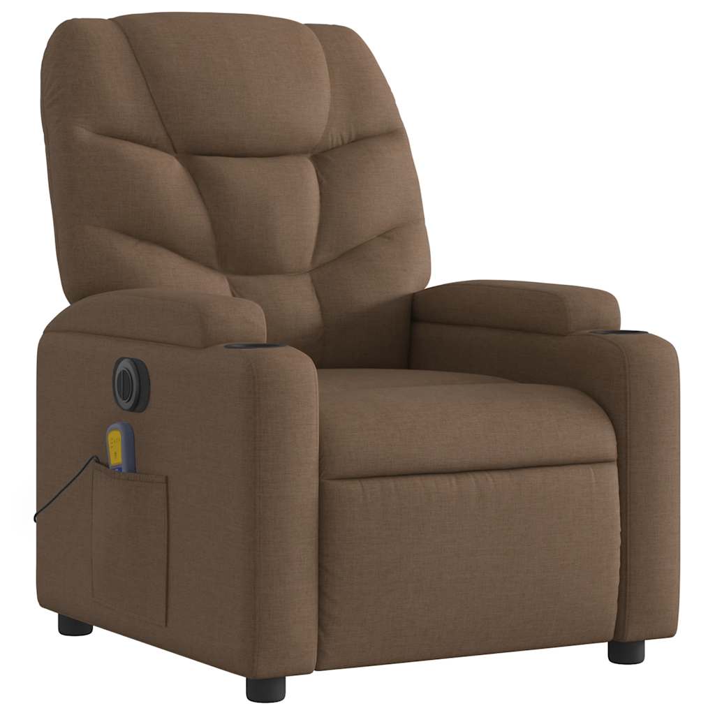 vidaXL Massagesessel Elektrisch Braun Stoff