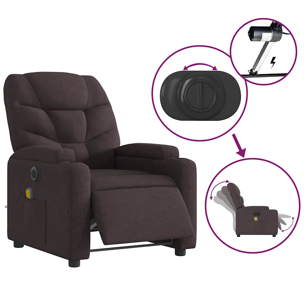 vidaXL Massagesessel Elektrisch Dunkelbraun Stoff