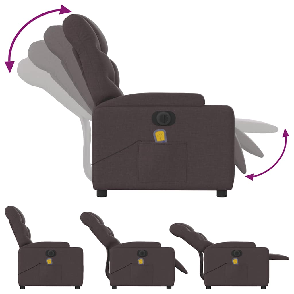 vidaXL Massagesessel Elektrisch Dunkelbraun Stoff