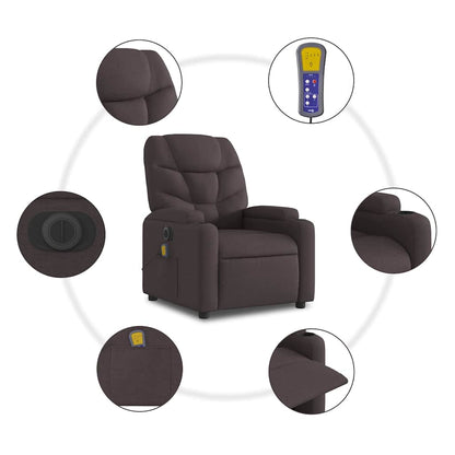 vidaXL Massagesessel Elektrisch Dunkelbraun Stoff