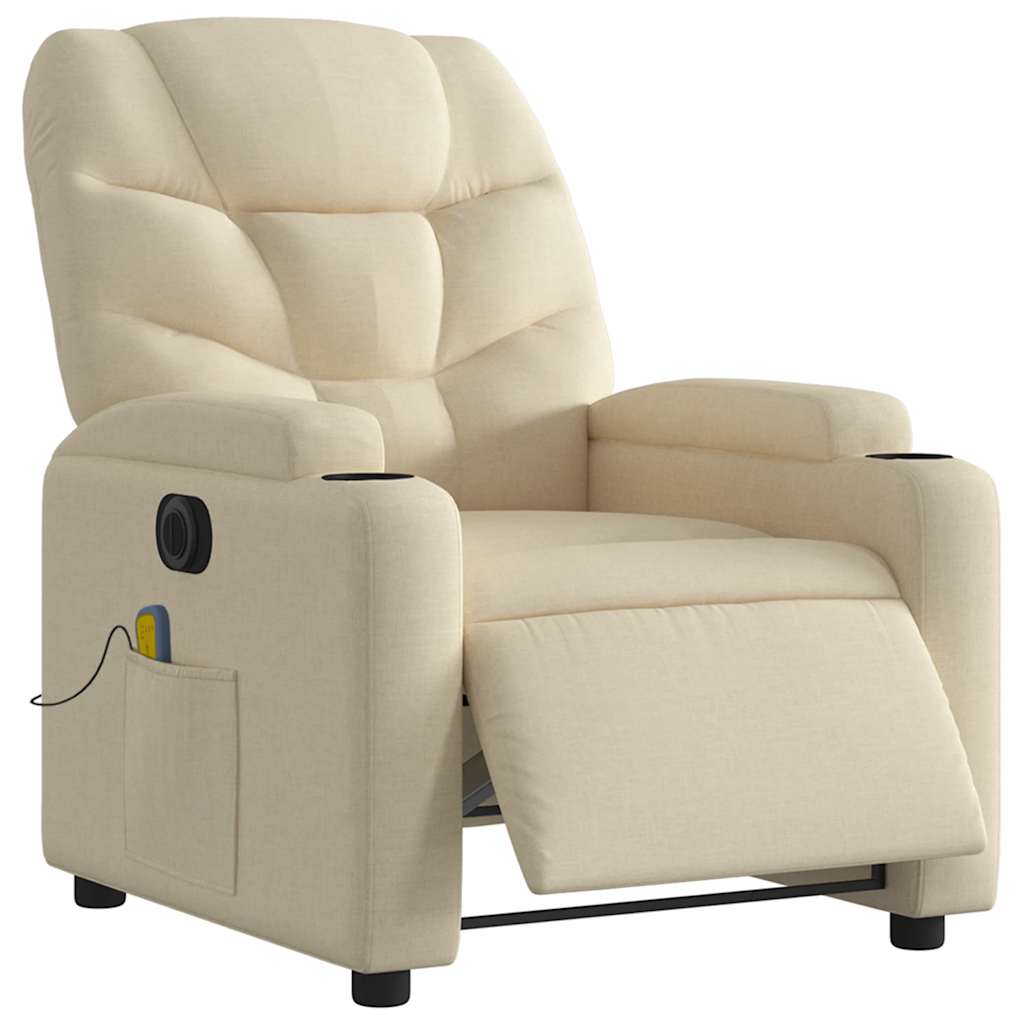 vidaXL Massagesessel Elektrisch Creme Stoff
