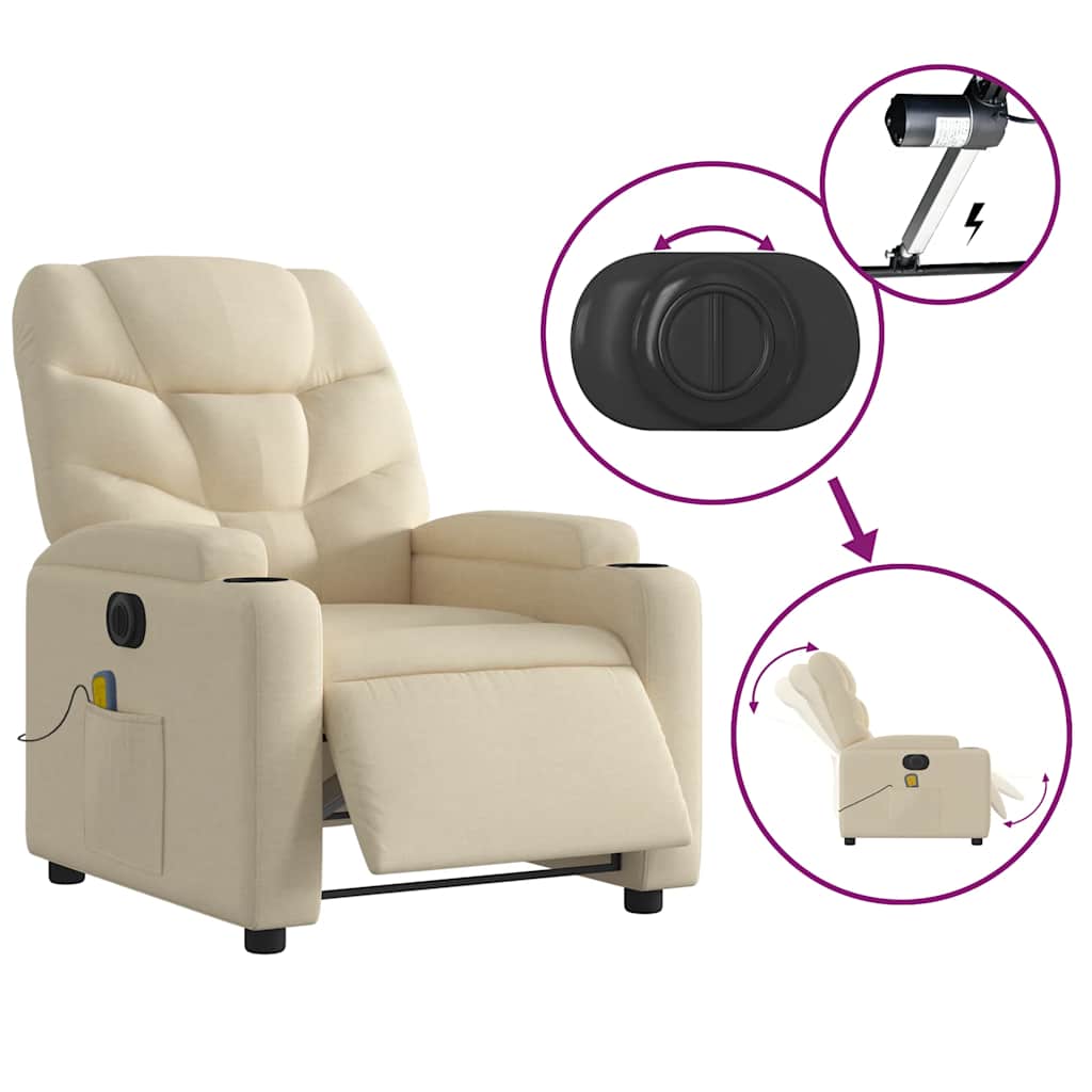 vidaXL Massagesessel Elektrisch Creme Stoff