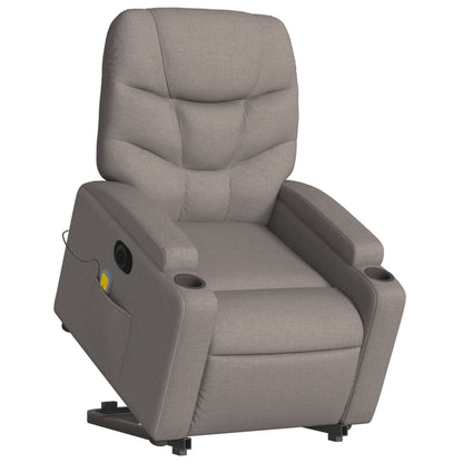 vidaXL Elektrischer Massagesessel mit Aufstehhilfe Taupe Stoff