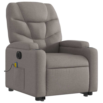 vidaXL Elektrischer Massagesessel mit Aufstehhilfe Taupe Stoff